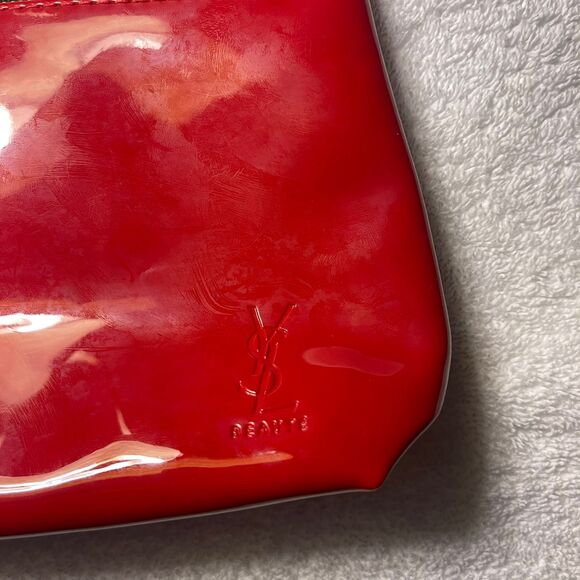 Yves Saint Laurent YSL Beaute Red Makeup Cosmetic Pouch Lips Zipper Pull - Picture 5 of 11